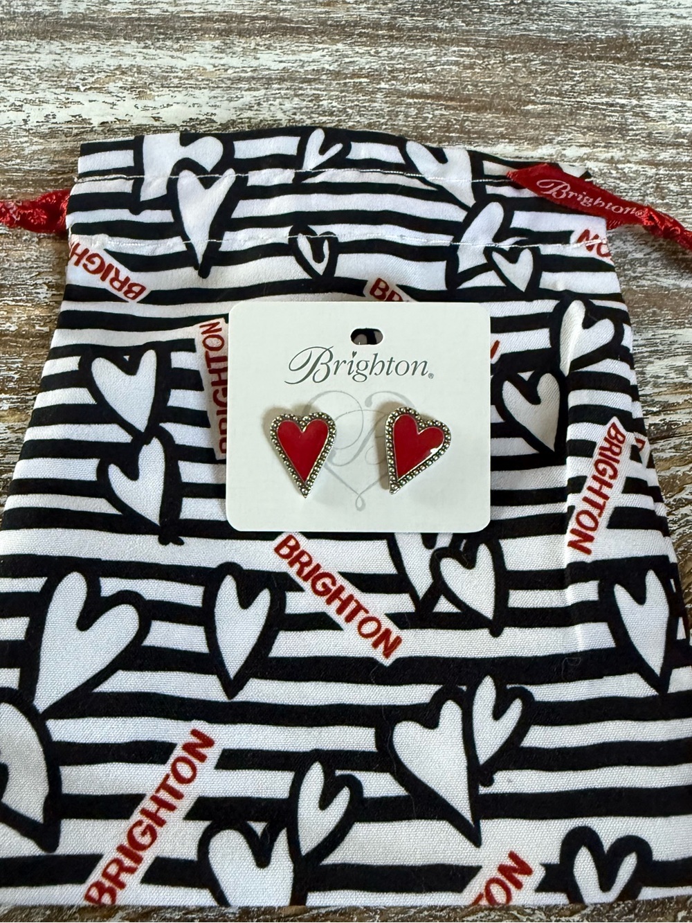 Brighton Dazzling Love Red Heart Earrings. Retired.